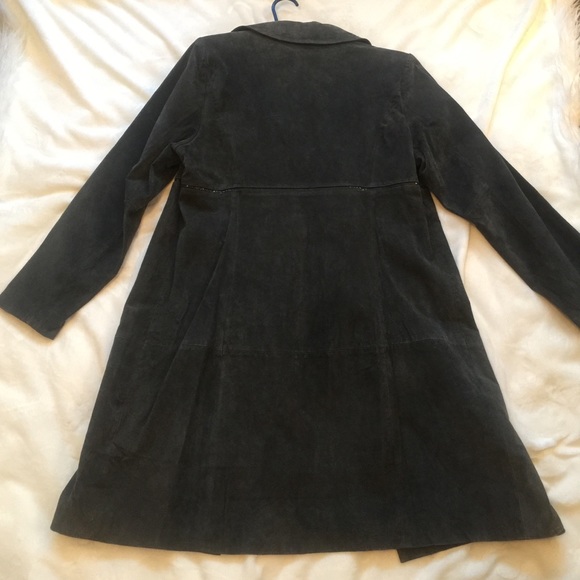 Grey M❤️Suede leather maxi long jacket coat duster - Picture 8 of 8